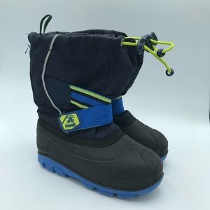 KAMIK Winter Snow Boots Black Navy Blue Green Boys Size 10 EUC